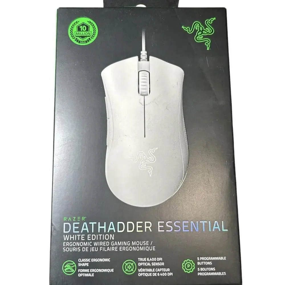 Razer DEATHADDER ESSENTIAL Wired Optical Gaming Mouse White - NEW / SEALED